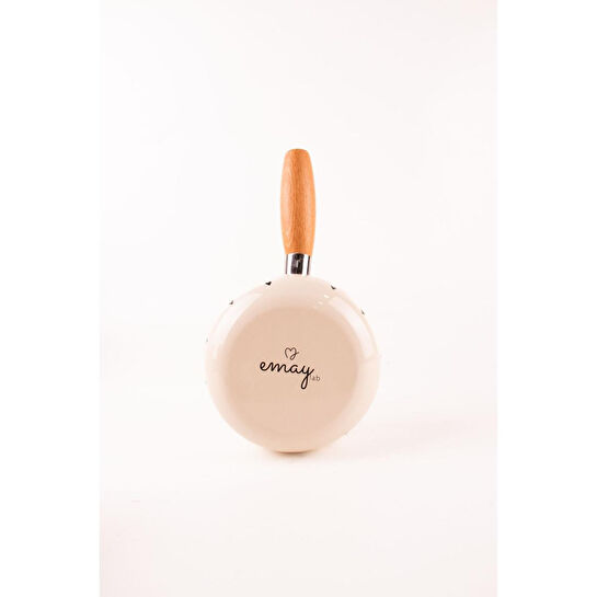 Emaylab Black Cupid Ahşap Saplı Kalp Desenli Emaye Sos Tavası 1,3 Litre