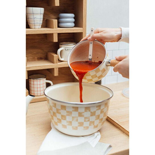 Emaylab Beige Emaye Tava 16cm (1,3 Litre)