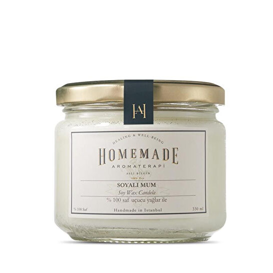 Homemade Aromaterapi Tarçın Portakal Karanfil Soyalı Mum-büyük-330 Ml