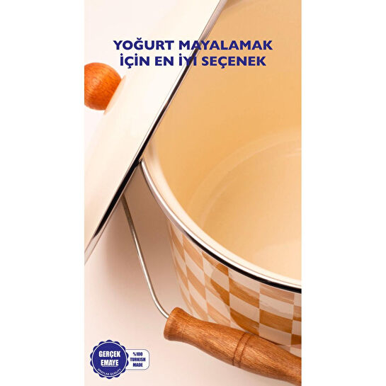 Emaylab Beige Emaye Bakraç 22 Cm 5 Litre