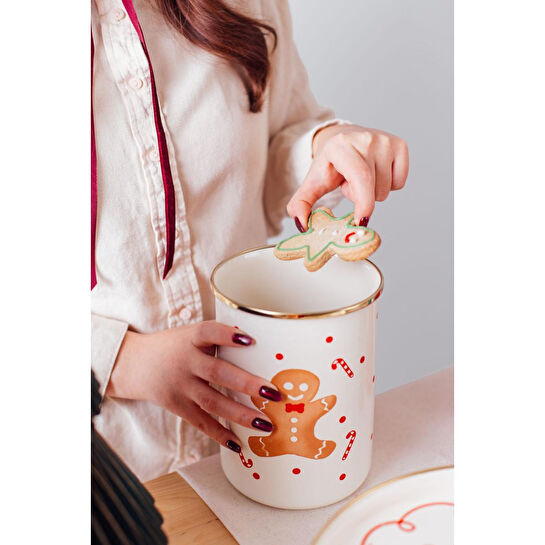 Emaylab Merry Yılbaşı Özel Emaye Dev Boy Kapsül Kavanozu , Çok Amaçlı Kavanoz