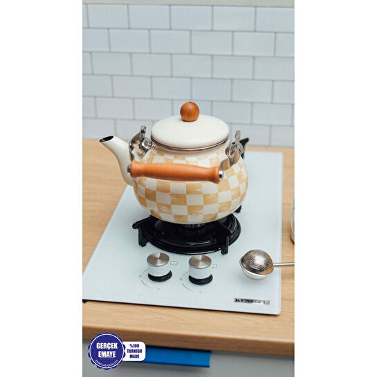 Emaylab Beige Emaye Kettle