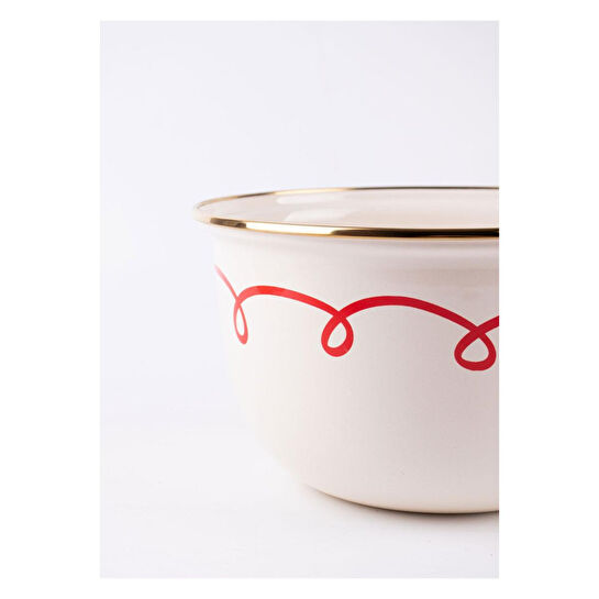 Emaylab Merry Yılbaşı Özel Emaye Karıştırma Kabı- 24cm 4 Litre