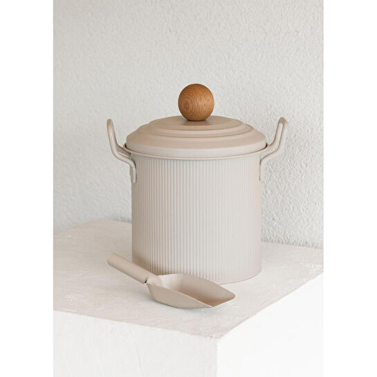 The Mia Stripe Bakliyat Ve Deterjan Saklama Kabı Bej