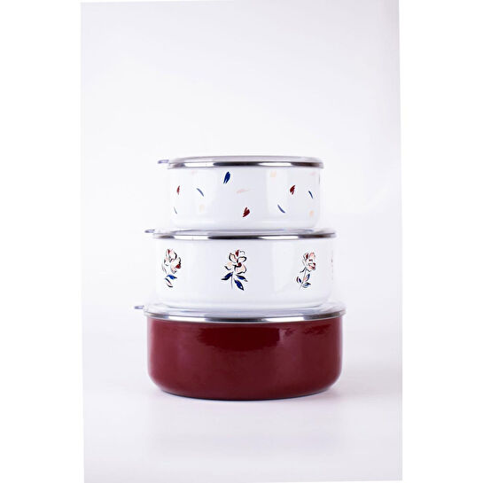 Emaylab Loren Emaye Yiyecek Saklama Kabı Seti (ocaklarda Kullanilabi̇li̇r)