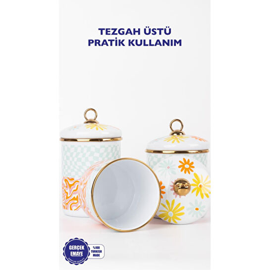 Emaylab Retro Hippi 3 Lü Emaye Baharatlık Takımı