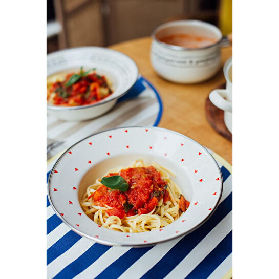 Emaylab Emaye Cupid Çukur Makarna Salata Tabağı 24cm