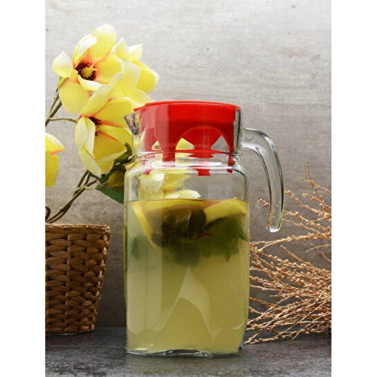 Paşabahçe Luna Kırmızı Kapaklı 1750 Cc Sürahi 43544