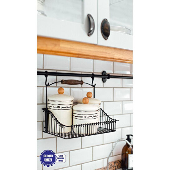 Emaylab Mood Ahşap Tepeli Emaye Kavanoz/baharatlık Seti