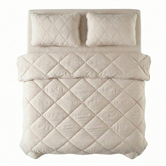Penelope Microfiber Kumaş Çift Kişilik Krem Yastık Yorgan Seti - Colors In Comfort