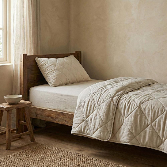 Penelope Microfiber Kumaş Tek Kişilik Krem Yastık Yorgan Seti - Colors In Comfort