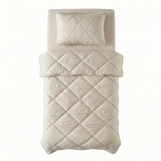 Penelope Microfiber Kumaş Tek Kişilik Krem Yastık Yorgan Seti - Colors In Comfort