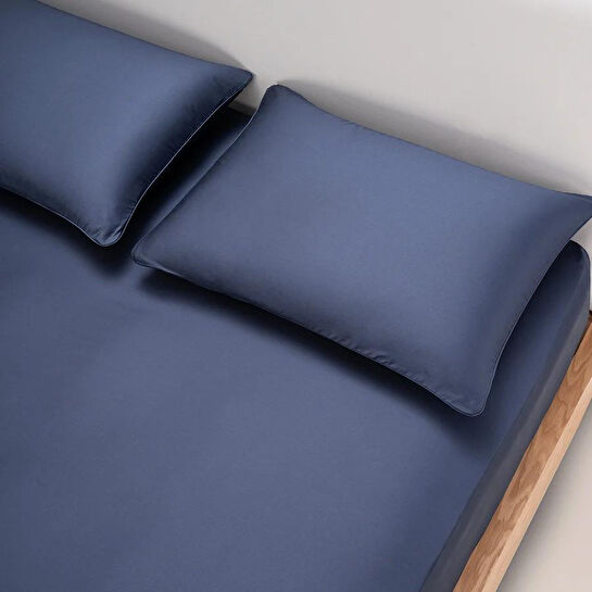 Penelope %100 Pamuk Saten Lastikli Çarşaf Seti 100x200 Cm Lacivert - Lia Serisi