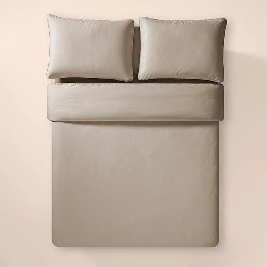 Penelope %100 Pamuk Percale Nevresim Seti 160x220 Cm Taş Rengi - Pure Serisi