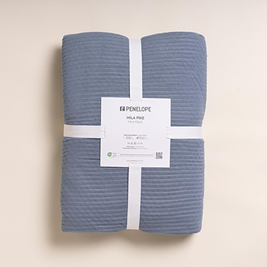 Penelope %100 Viskon Çift Kişilik Pike 220x240 Cm Denim - Mila Serisi