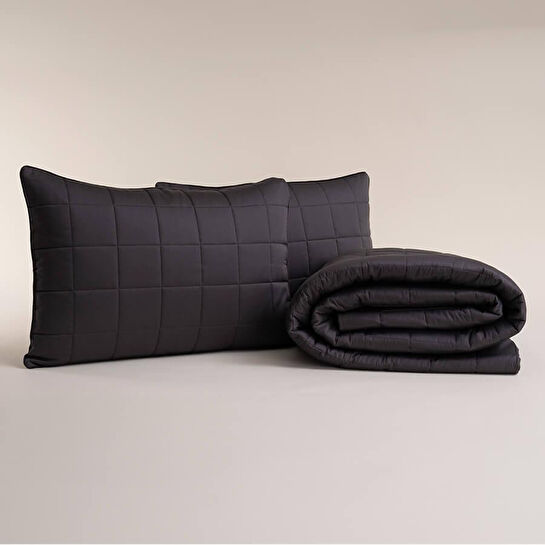 Penelope %100 Pamuk Saten Yatak Örtüsü 300x280 Cm Antrasit - Lia Serisi