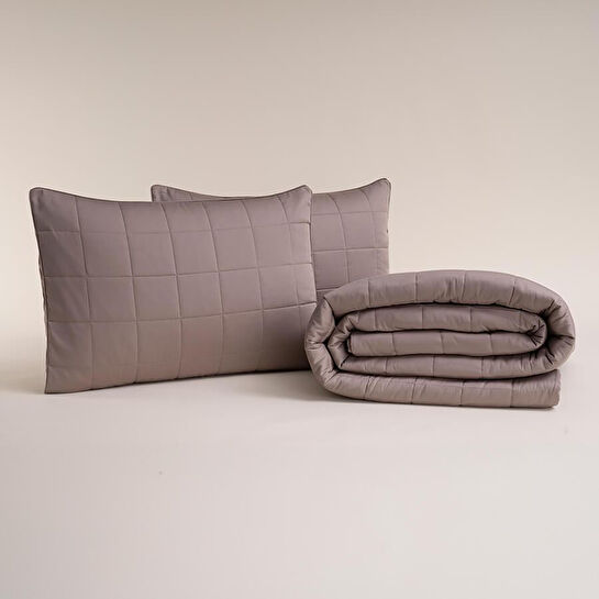 Penelope %100 Pamuk Saten Yatak Örtüsü 300x280 Cm Taş Rengi - Lia Serisi