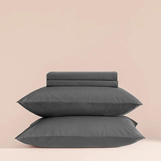 Penelope %100 Pamuk Percale Lastikli Çarşaf 160x200 Cm Antrasit - Pure Serisi