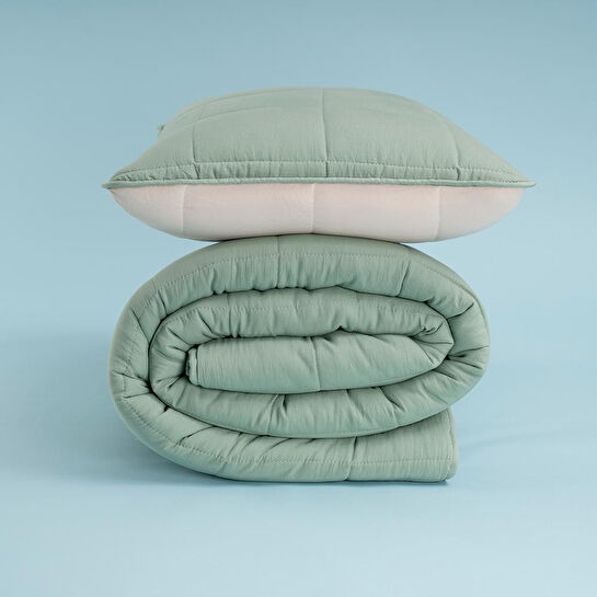 Othello Kullanımı Kolay Tek Kişilik Yastık Alezi Ve Yorgan Seti 170x230 Cm Yeşil - Egeo Life Serisi