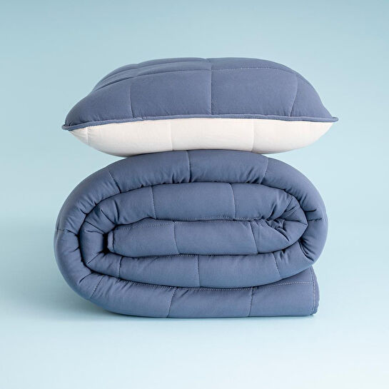 Othello Kullanımı Kolay Tek Kişilik Yastık Alezi Ve Yorgan Seti 170x230 Cm Denim - Egeo Life Serisi