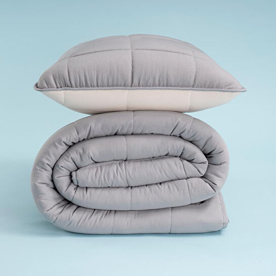 Othello Kullanımı Kolay Tek Kişilik Yastık Alezi Ve Yorgan Seti 170x230 Cm Gri - Egeo Life Serisi