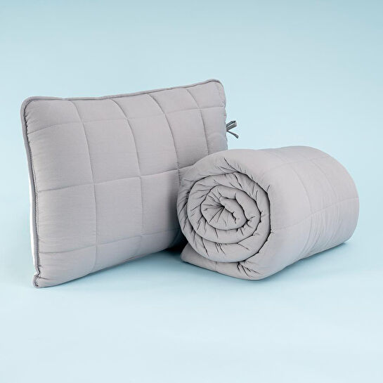 Othello Kullanımı Kolay Tek Kişilik Yastık Alezi Ve Yorgan Seti 170x230 Cm Gri - Egeo Life Serisi