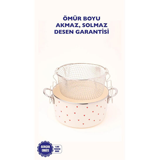 Emaylab Cupid Emaye Kızartma Tenceresi/ Fritöz (özel Pyrex Kapaklı)
