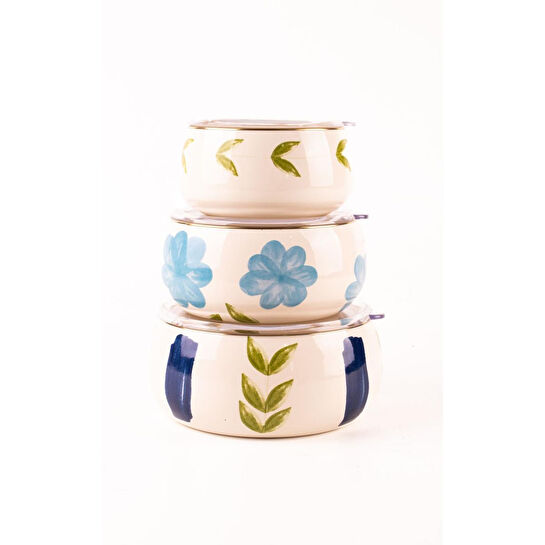 Emaylab Bloom 3 Lü Emaye Saklama Kabı Takımı (tüm Ocak Ti̇pleri̇nde Kullanilabi̇li̇r)