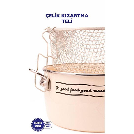 Emaylab Mood Emaye Kızartma Tenceresi/ Fritöz (özel Pyrex Kapaklı)