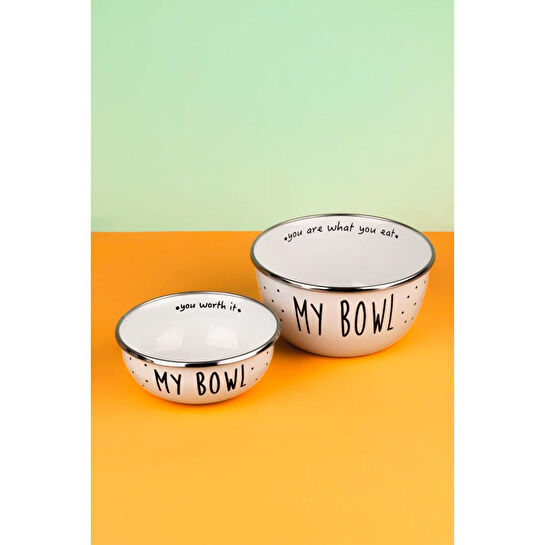 Emaylab My Bowl Emaye Mottolu Kase Seti 12-14 (yemek Taşimaya Uygun- Ocağa Koyulabi̇li̇r)