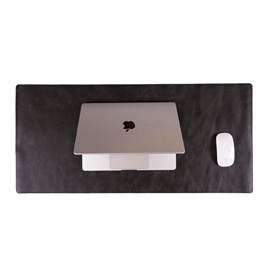 Bloominbag Still & Silent – Charcoal Gerçek Deri Masa Matı Macbook Altlığı Ve Mousepad