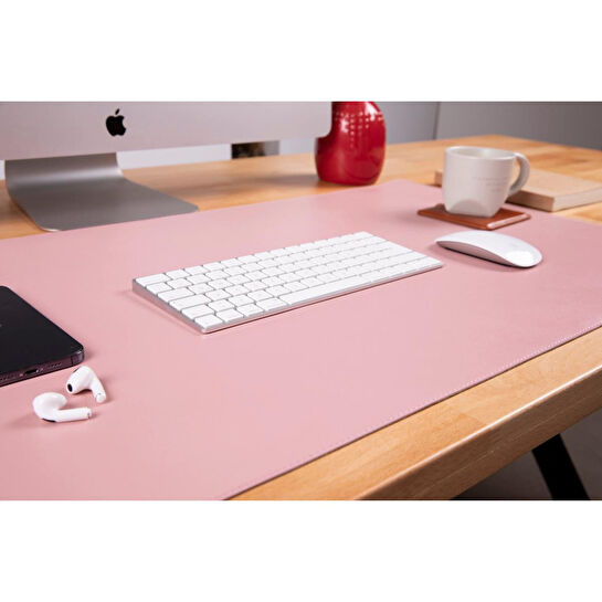 Bloominbag Still & Silent – Pink Gerçek Deri Desk Mat Macbook Altlığı Ve Mousepad