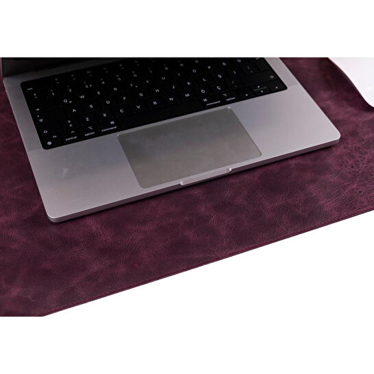 Bloominbag Still & Silent - Scarlet Red Doğal Deri Desk Mat Macbook Altlığı Ve Mousepad