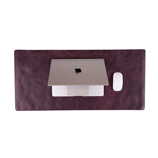 Bloominbag Still & Silent - Scarlet Red Doğal Deri Desk Mat Macbook Altlığı Ve Mousepad