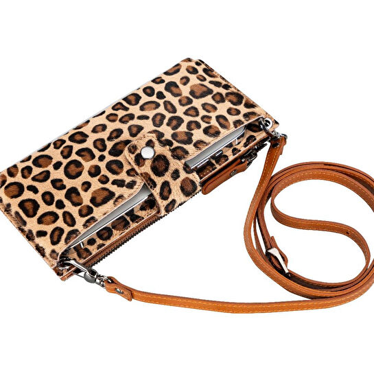 Bloominbag Urban Wild Leopar Desenli Deri Unisex Askılı Cüzdan