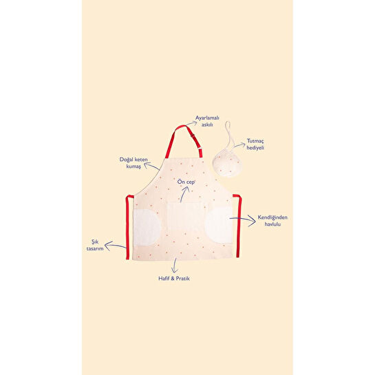 Emaylab Cupid Kalpli Mutfak Önlüğü Ve Tutmaç Seti (kendi̇nden Havlulu-ayarlamali Askili)