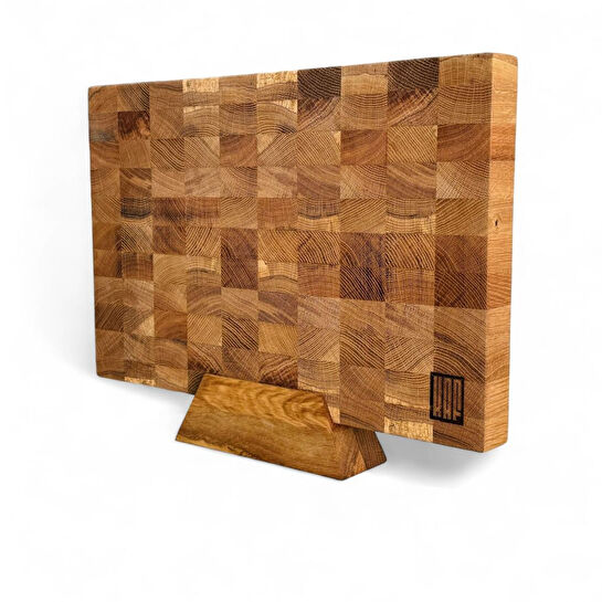 Kaf Ahşap End Grain Kesme Tahtası Standı Meşe/Kestane