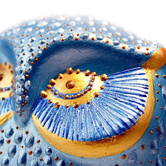 Coho Objet Coho Art Tılsımlı Baykuş El Yapımı Sanatsal Dekoratif Obje - Brilliant Blue