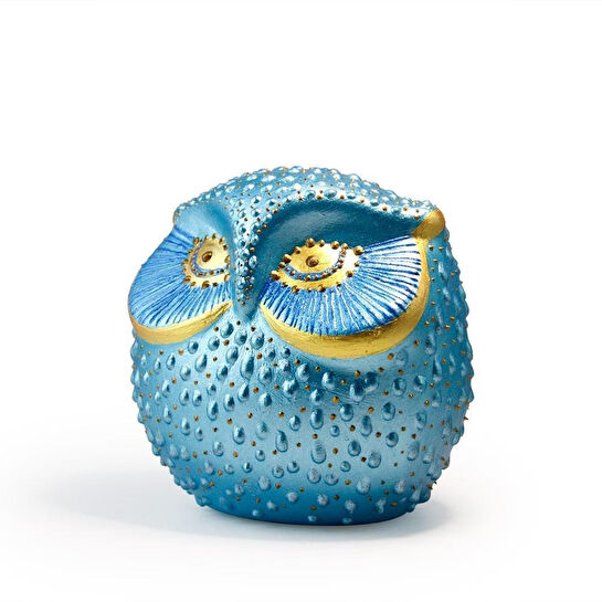 Coho Objet Coho Art Tılsımlı Baykuş El Yapımı Sanatsal Dekoratif Obje - Brilliant Blue