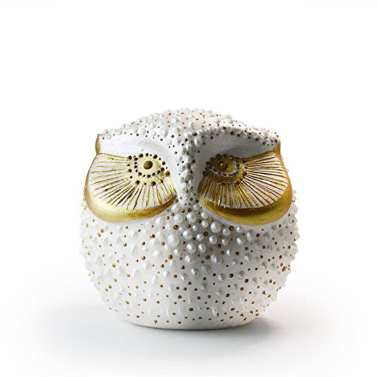 Coho Objet Coho Art Tılsımlı Baykuş El Yapımı Sanatsal Dekoratif Obje - Pearl White