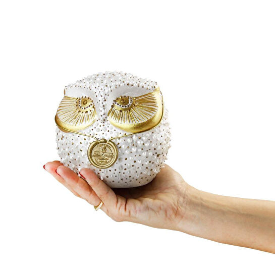 Coho Objet Coho Art Tılsımlı Baykuş El Yapımı Sanatsal Dekoratif Obje - Pearl White