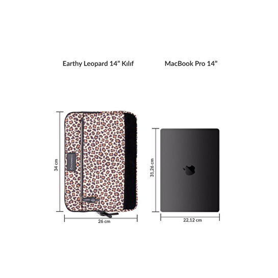 Bloominbag Earthy Leopard 14 Inç Laptop / Macbook Kılıf