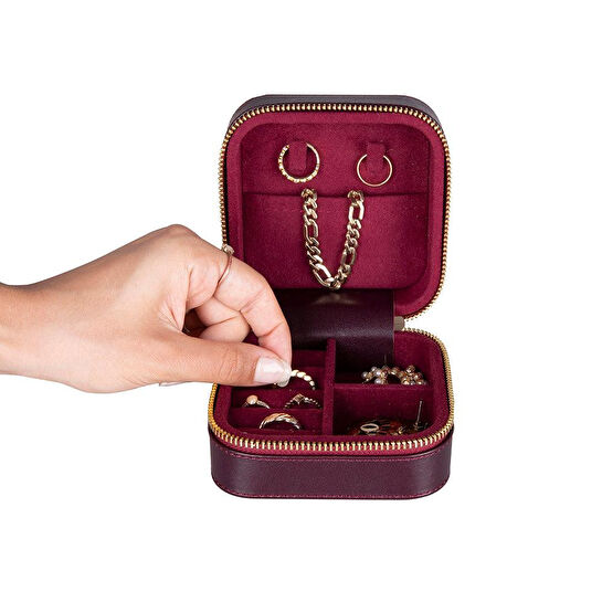 Bloominbag Amanda Burgundy Gerçek Deri Takı Çantası