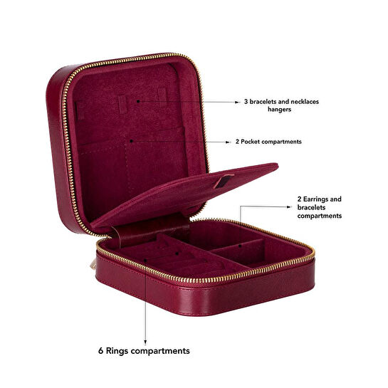 Bloominbag Amanda Velvet Burgundy Bloom Grande Deri Takı & Mücevher Kutusu