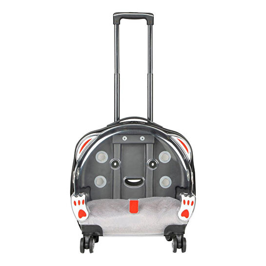 Bloominbag Pawbuddy Clear Travelmate– Gri Ve Şeffaf Tekerlekli Lüks Evcil Hayvan Taşıma Çantası