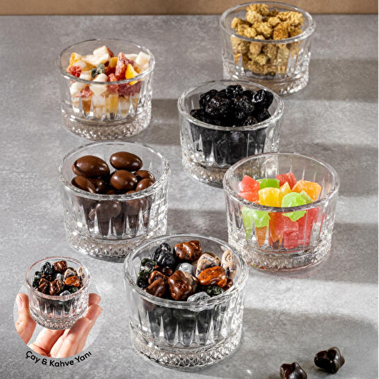 Vienev 6'lı Cam Lokumluk Çay Kahve Yanı İkramlık