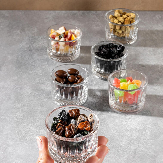 Vienev 6'lı Cam Lokumluk Çay Kahve Yanı İkramlık