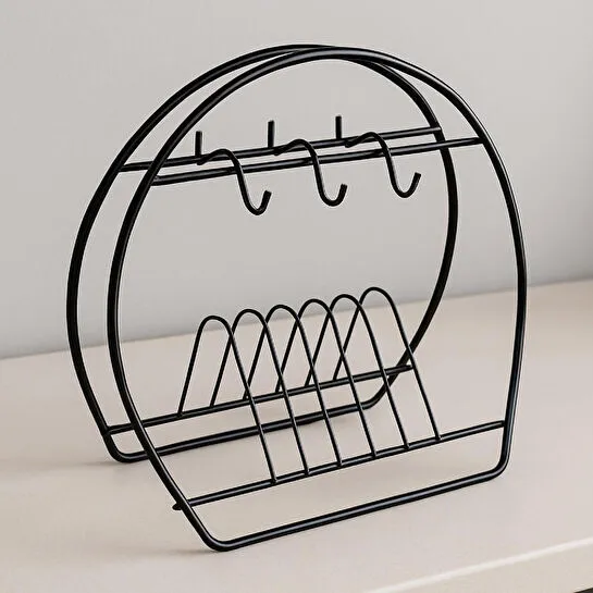 Vienev Metal Fincanlık Ve Tabaklık Siyah – 6'lı Kupa Standı | Mutfak Düzenleyici Organizer