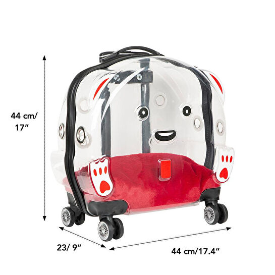 Bloominbag Pawbuddy Clear Companion – Şeffaf Tekerlekli Evcil Hayvan Taşıma Çantası