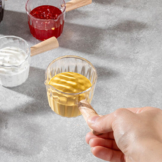 Vienev 6'lı Ahşap Saplı Akrilik Sosluk 80 Ml